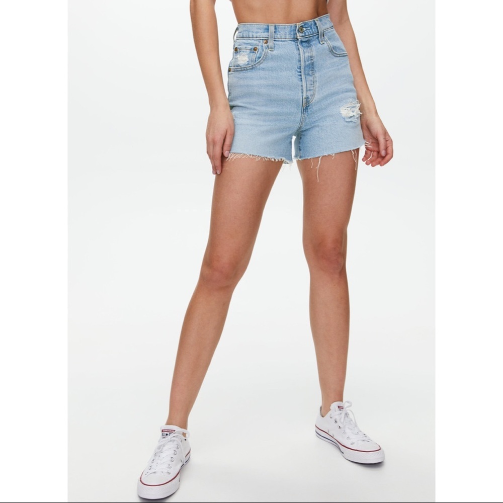 NEW Levi's Ribcage Denim Jean High Rise Shorts Tango Pulse Size 24 - Picture 8 of 8